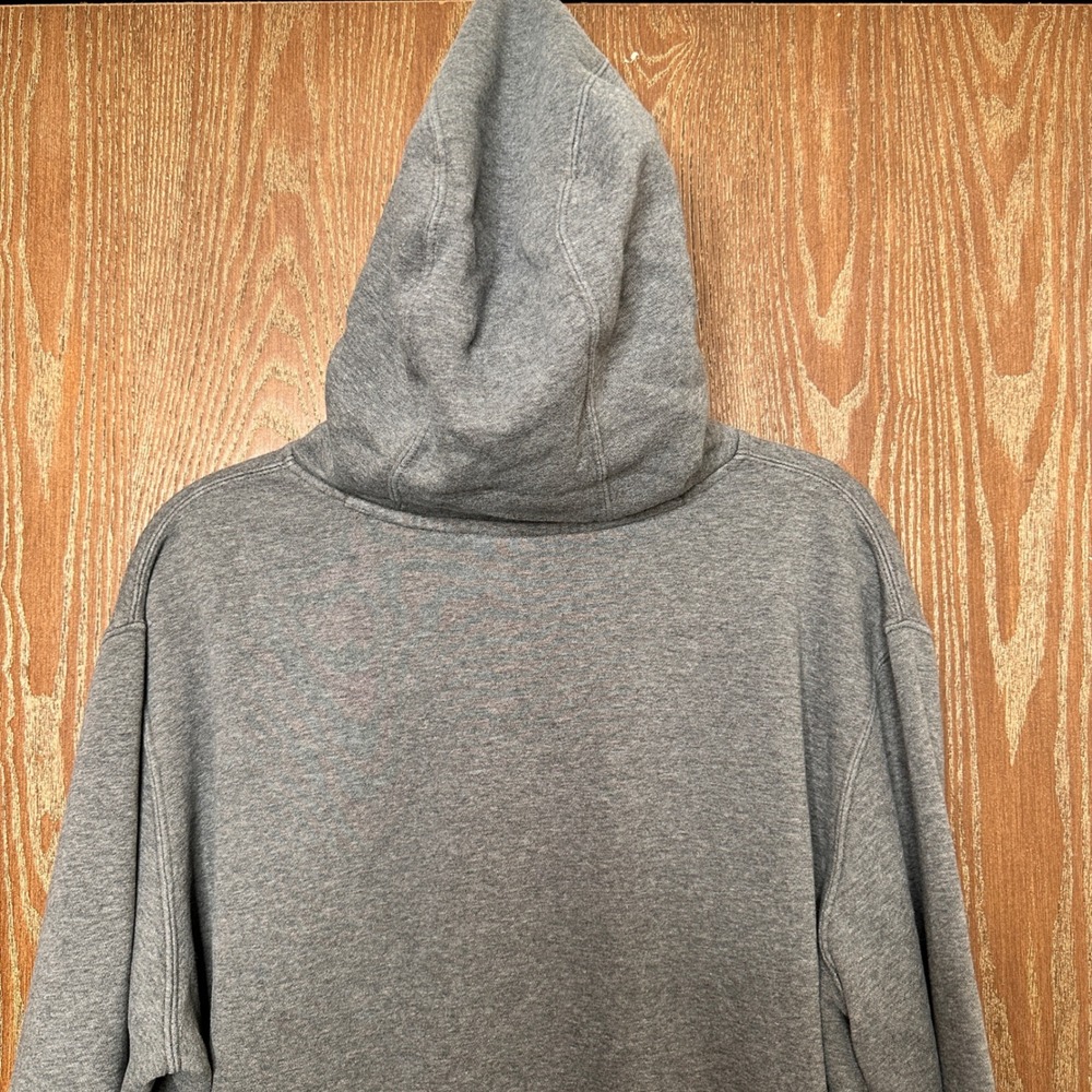 Nike Mens XL Hoodie Gray Neon Green Embroidered Swoosh Pullover Sweatshirt - Picture 9 of 12